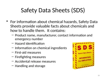 Slide 26: Safety Data Sheets (SDS)