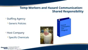 Slide 21: Temp Workers and Hazard Communication: Shared Responsibility