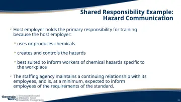 Slide 22: Shared Responsibility Example: Hazard Communication