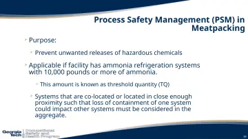 Slide 28: Process Safety Management (PSM) in Meatpacking