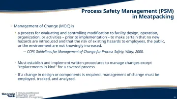 Slide 31: Process Safety Management (PSM) in Meatpacking