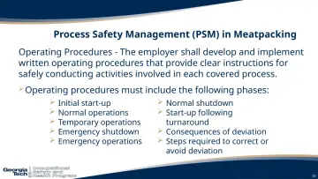 Slide 32: Process Safety Management (PSM) in Meatpacking