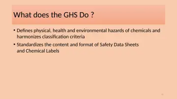 Slide 11: What does the GHS Do ?