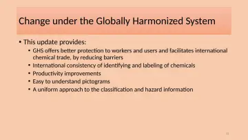 Slide 12: Change under the Globally Harmonized System