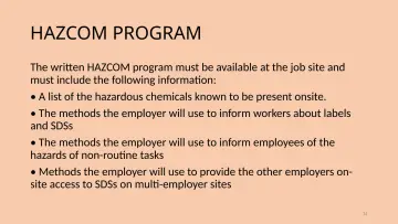 Slide 14: HAZCOM PROGRAM