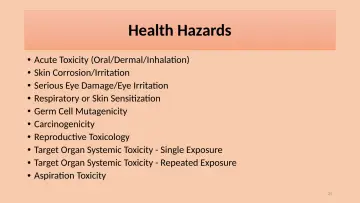 Slide 25: Health Hazards