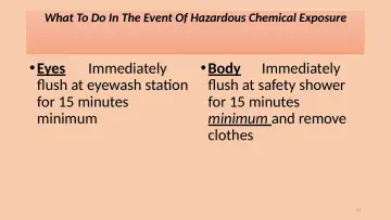 Slide 54: What To Do In The Event Of Hazardous Chemical Exposure