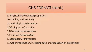Slide 68: GHS FORMAT (cont.)