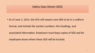 Slide 69: Safety Data Sheets (SDS)