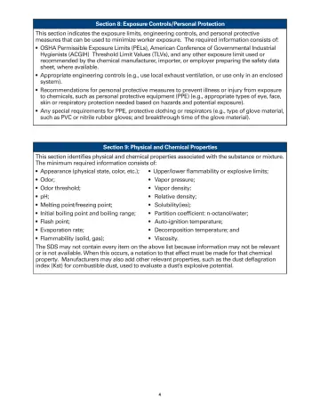 Page 4: Section 8: Exposure Controls/Personal Protection