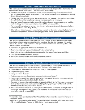 Page 6: Section 12: Ecological Information (non-mandatory)