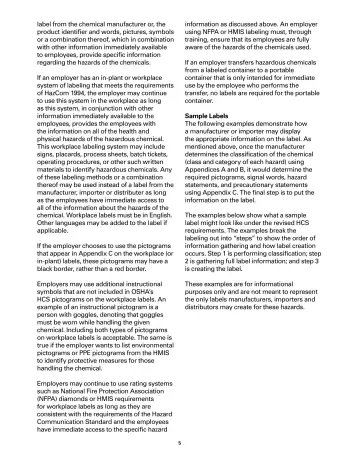 Page 5: label from the chemical manufacturer or, the product identifier and words, pictures…