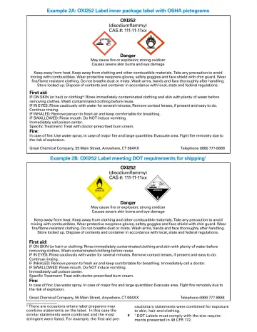 Page 8: Example 2A: OXI252 Label inner package label with OSHA pictograms