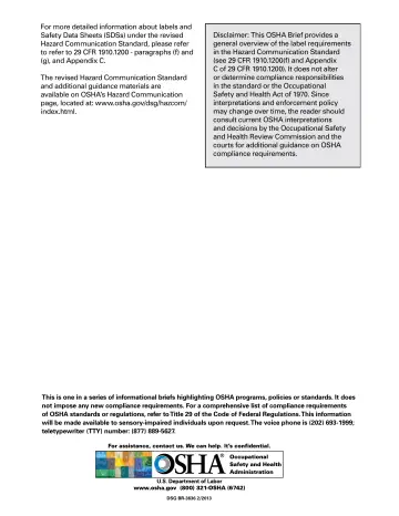 Page 9: For more detailed information about labels and Safety Data Sheets (SDSs) under the revised…