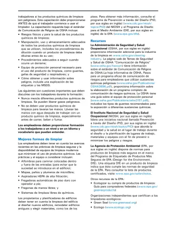 Page 3: trabajadores si los productos químicos de limpieza son peligrosos. …