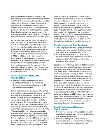 Page 2: Chemical manufacturers and importers are required to provide labels on shipped containers…