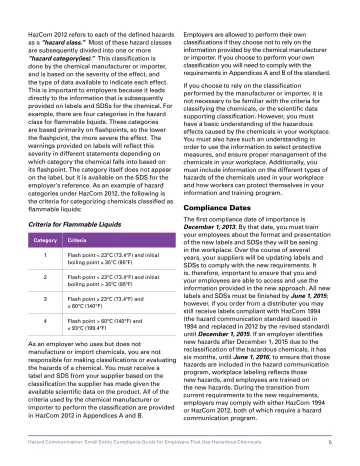 Page 11: HazCom 2012 refers to each of the defined hazards as a “hazard class.” Most of these…