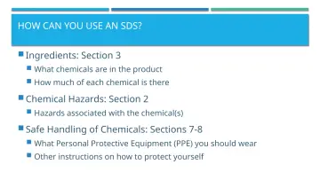 Slide 38: HOW CAN YOU USE AN SDS?