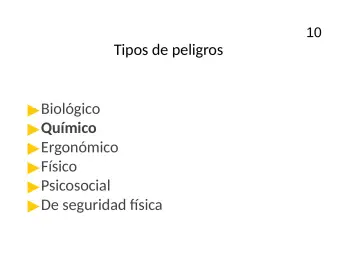 Slide 10: Tipos de peligros