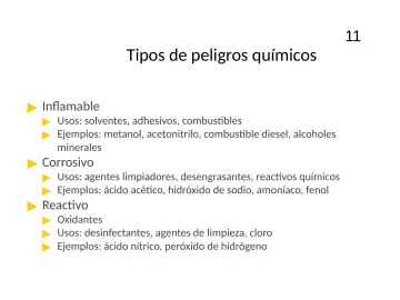 Slide 11: Tipos de peligros químicos