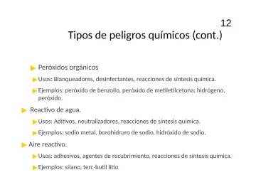 Slide 12: Tipos de peligros químicos (cont.)