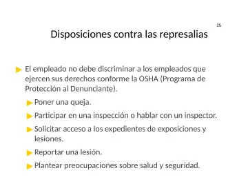 Slide 25: Disposiciones contra las represalias
