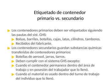Slide 31: Etiquetado de contenedor primario vs. secundario