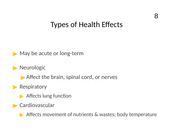 Slide 8: Types of Health Effects