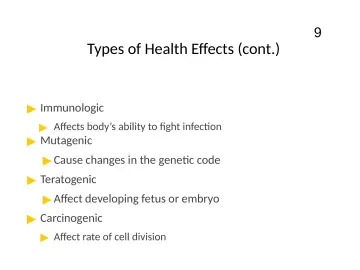 Slide 9: Types of Health Effects (cont.)