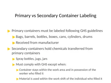 Slide 31: Primary vs Secondary Container Labeling
