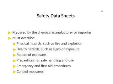 Slide 33: Safety Data Sheets