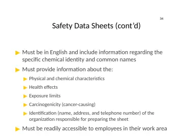 Slide 34: Safety Data Sheets (cont’d)