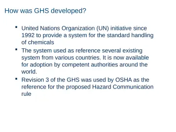 Slide 8: How was GHS developed?