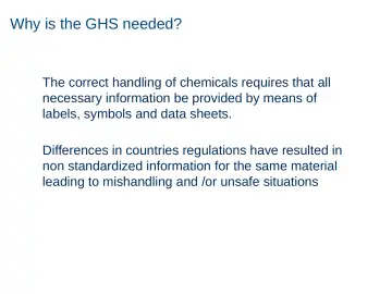 Slide 12: Why is the GHS needed?