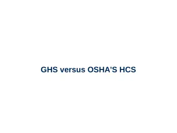 Slide 16: GHS versus OSHA’S HCS