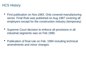 Slide 20: HCS History