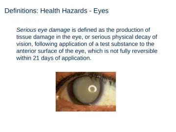Slide 32: Definitions: Health Hazards - Eyes