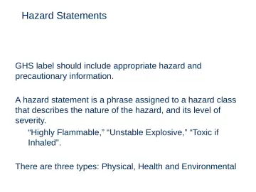 Slide 68: Hazard Statements