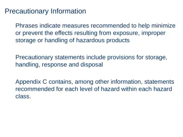 Slide 69: Precautionary Information