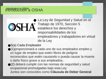 Slide 6: Introducción a OSHA