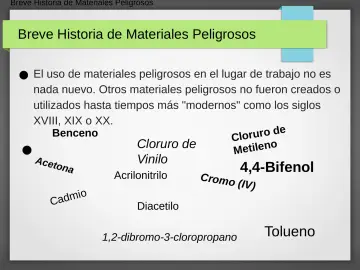 Slide 10: Breve Historia de Materiales Peligrosos