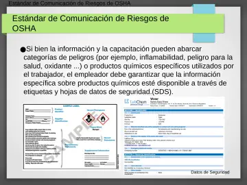 Slide 15: Estándar de Comunicación de Riesgos de OSHA