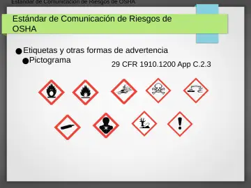 Slide 18: Estándar de Comunicación de Riesgos de OSHA
