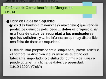 Slide 26: Estándar de Comunicación de Riesgos de OSHA