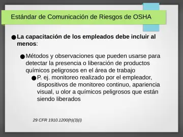 Slide 29: Estándar de Comunicación de Riesgos de OSHA