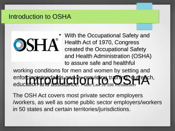 Slide 5: Introduction to OSHA