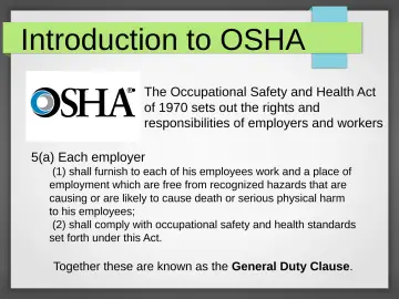 Slide 6: Introduction to OSHA