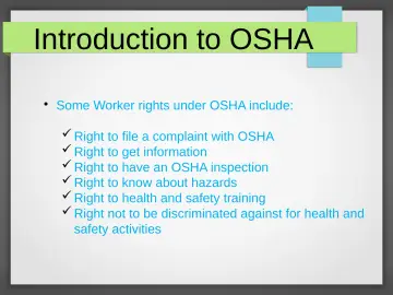 Slide 8: Introduction to OSHA