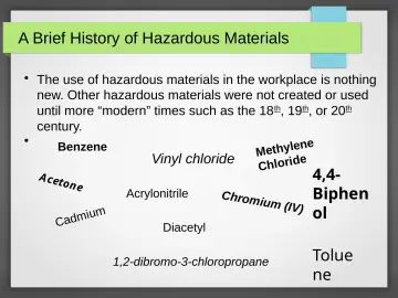 Slide 10: A Brief History of Hazardous Materials