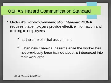 Slide 14: OSHA’s Hazard Communication Standard